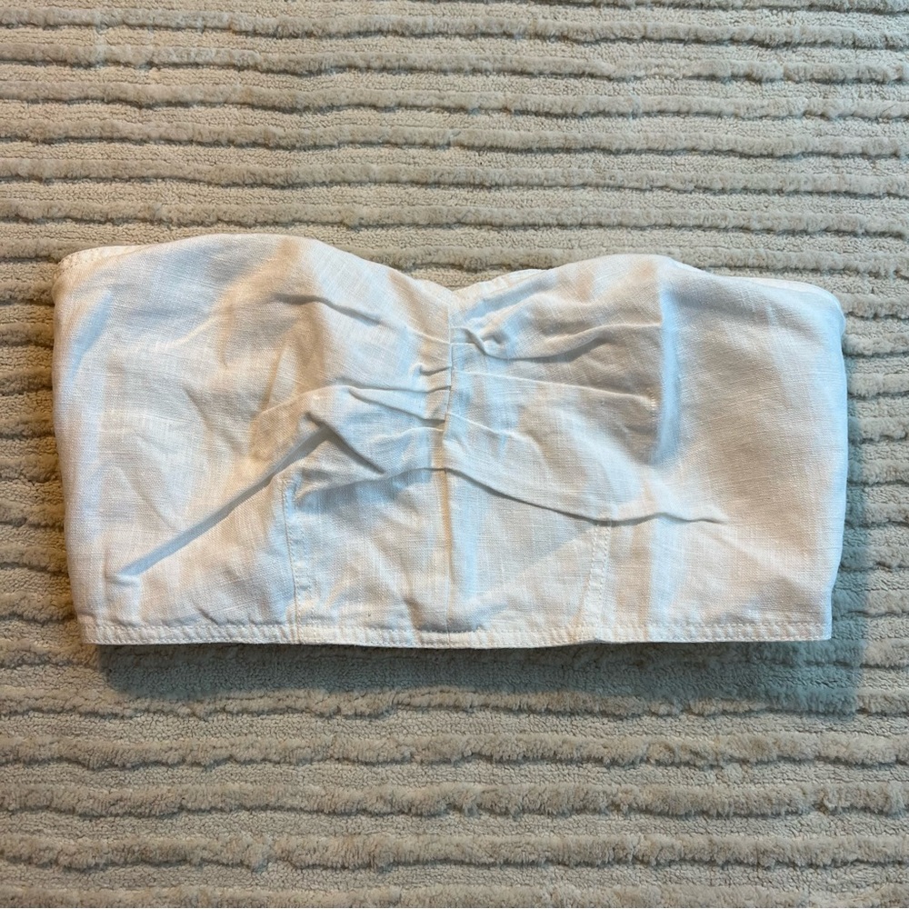MARA HOFFMAN White Thea Linen Crop Top White